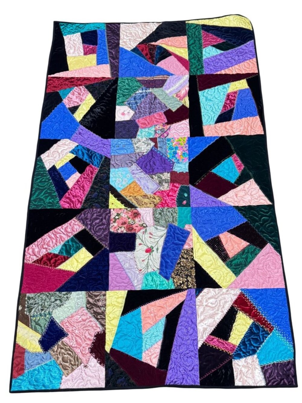 Crazy Quilt Handmade by the Valley Assembly Quilters Spokane Washington 42"x 72"